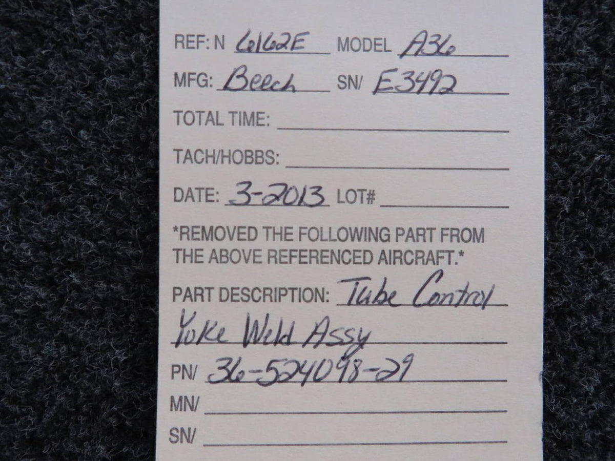 36-524098-29 Beechcraft A36 Tube Control Yoke Weld Assembly BAS Part Sales | Airplane Parts