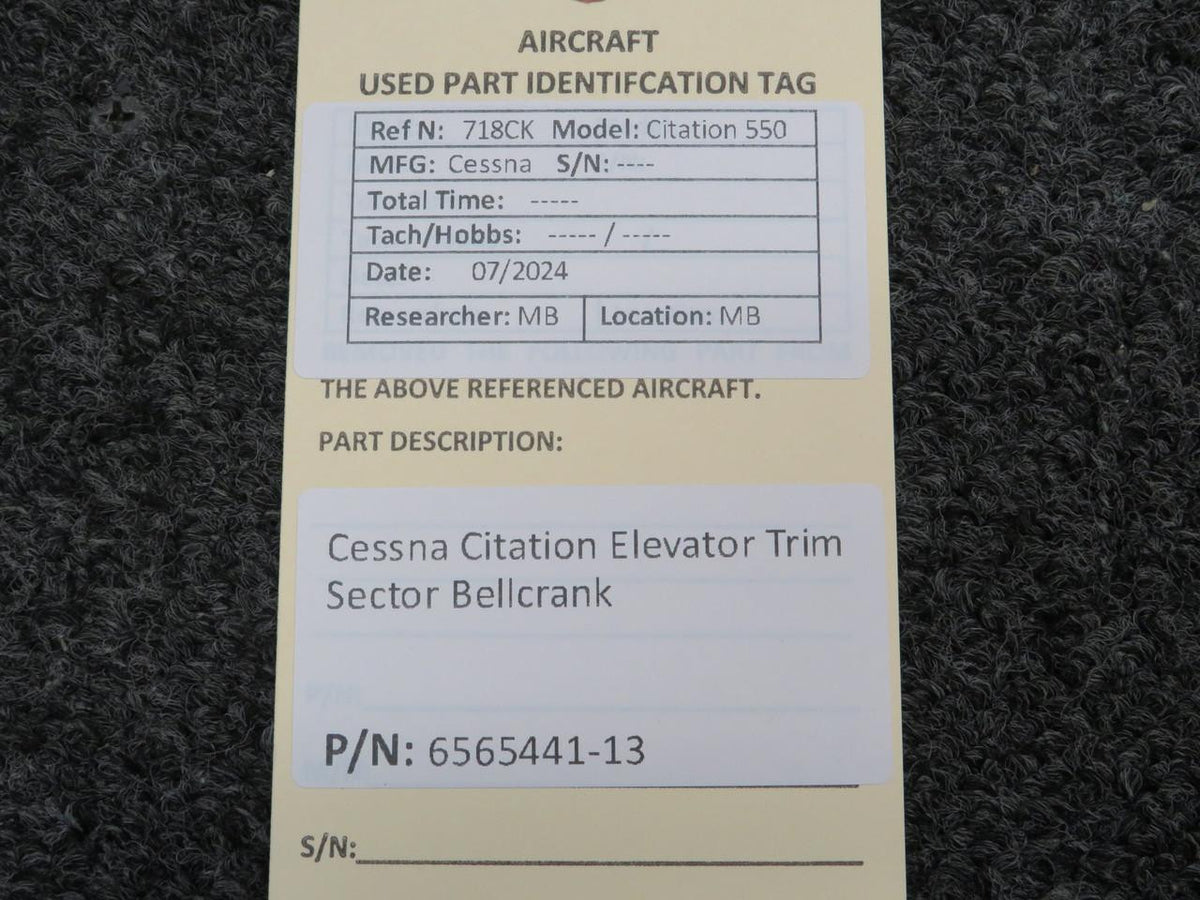 Does Not Apply 6565441-13 Cessna Citation Elevator Trim Sector Bellcrank