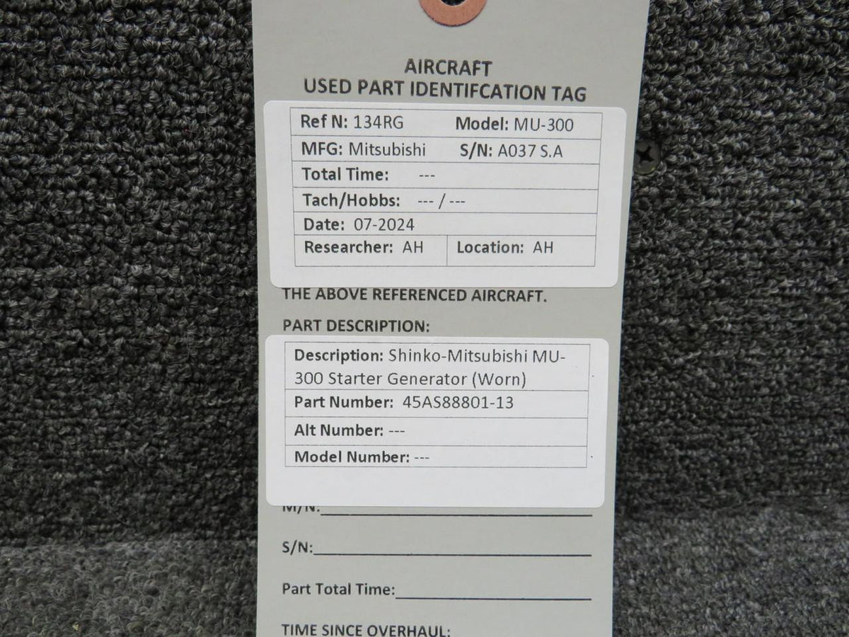 Shinko 45AS88801-13 Shinko-Mitsubishi MU-300 Starter Generator (Worn)