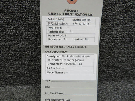 Shinko 45AS88801-13 Shinko-Mitsubishi MU-300 Starter Generator (Worn)