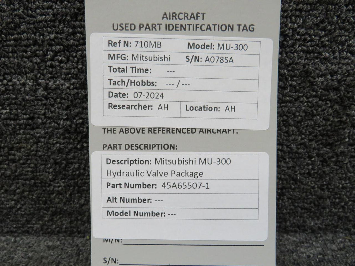 Mitsubishi 45A65507-1 Mitsubishi MU-300 Hydraulic Valve Package