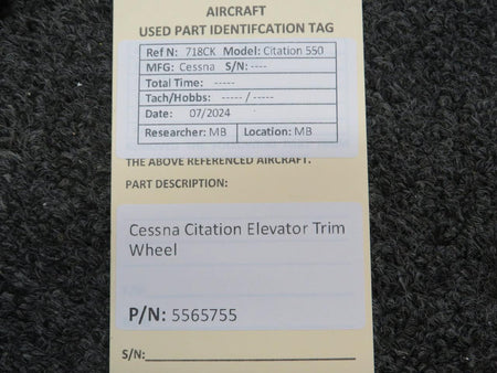 Does Not Apply 5565755 Cessna Citation Elevator Trim Wheel