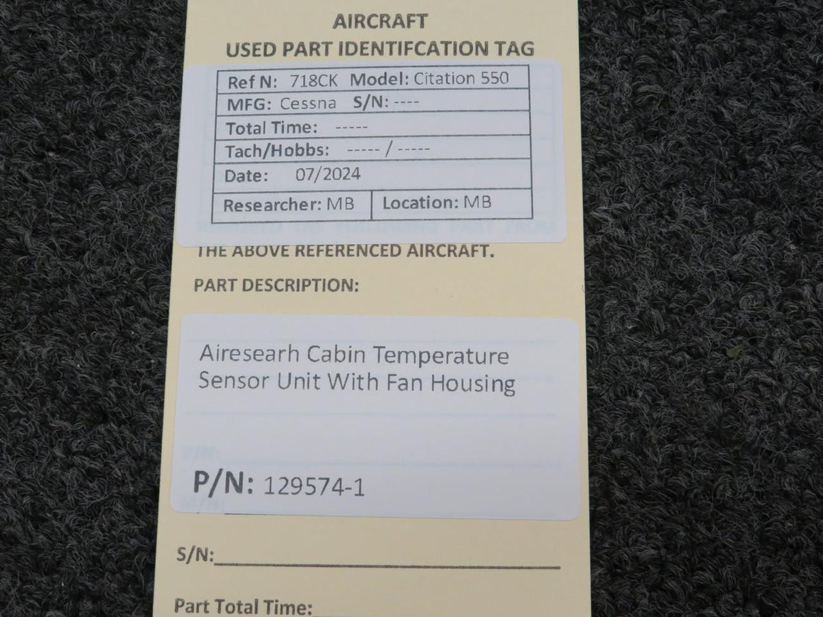 Airesearch 129574-1 Airesearh Cabin Temperature Sensor Unit With Fan Housing