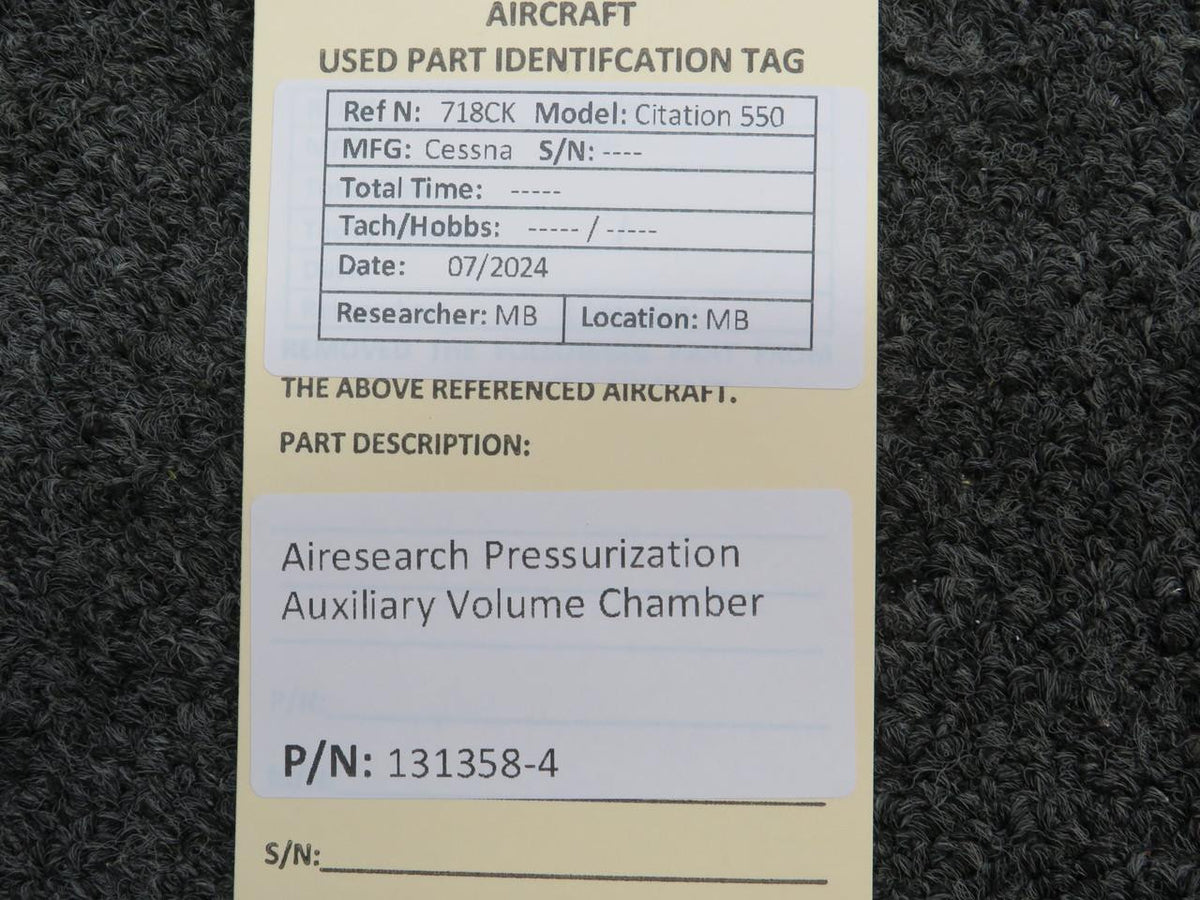 Airesearch 131358-4 Airesearch Pressurization Auxiliary Volume Chamber Assembly