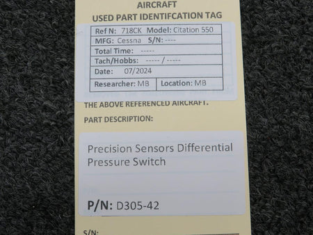 Precision Sensors D305-42 Precision Sensors Differential Pressure Switch