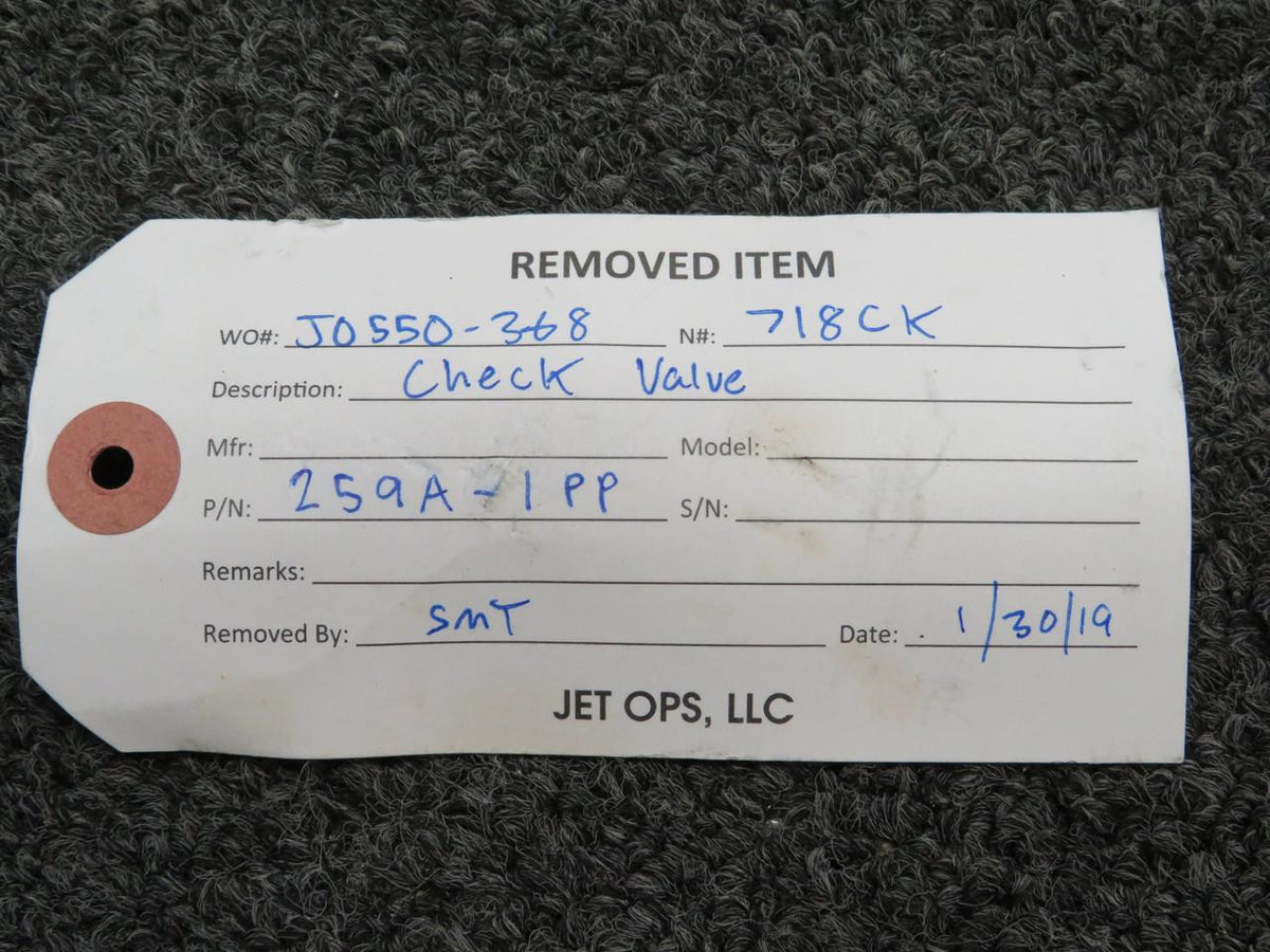 Circle Seal 259A-1PP Circle Seal Check Valve Assembly