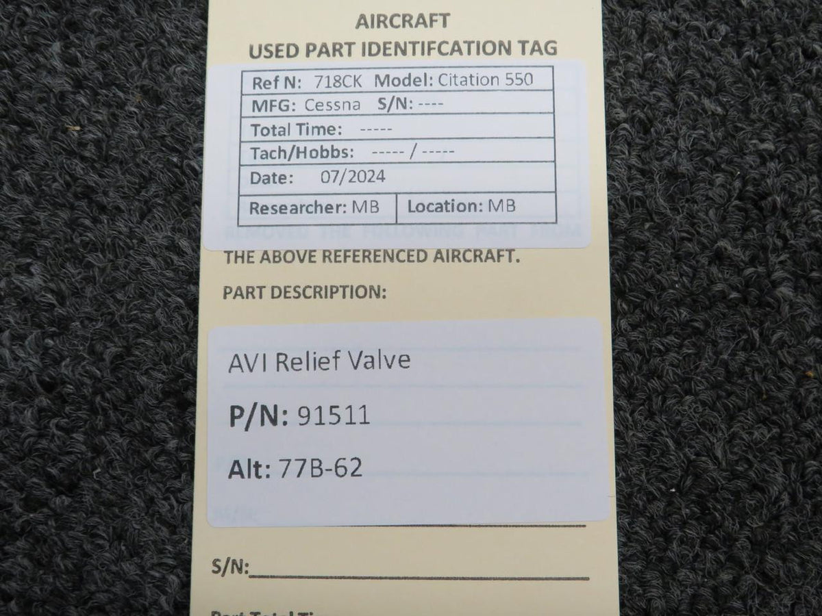 AVI 91511 (Alt: 77B-62) AVI Relief Valve