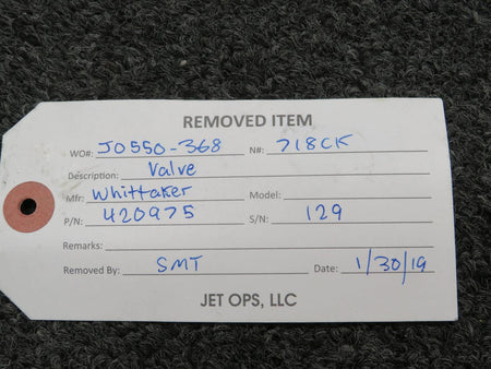 Whittaker 420975 (Use: 27441482-06) Whittaker Valve with Switch