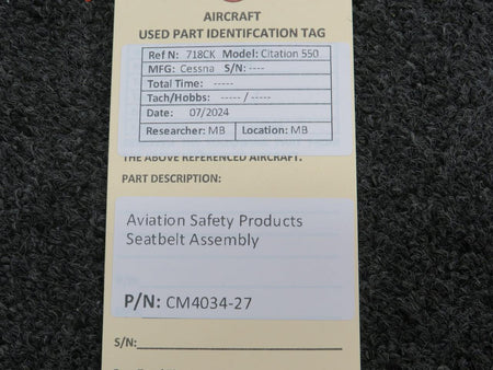 Aviation Safety Products CM4034-27 Aviation Safety Products Seatbelt Assembly