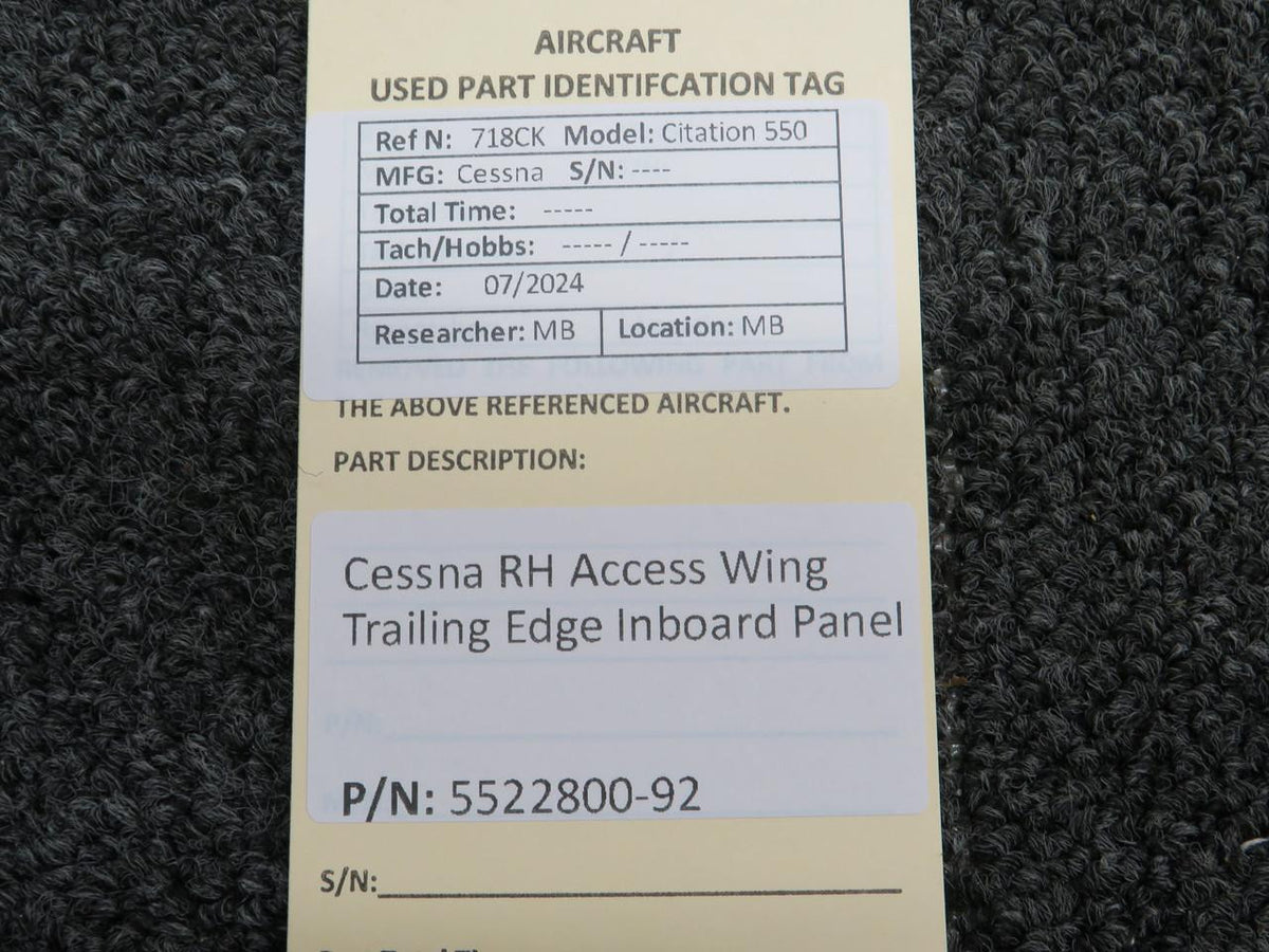 Does Not Apply 5522800-92 Cessna RH Access Wing Trailing Edge Inboard Panel