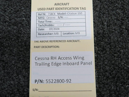Does Not Apply 5522800-92 Cessna RH Access Wing Trailing Edge Inboard Panel