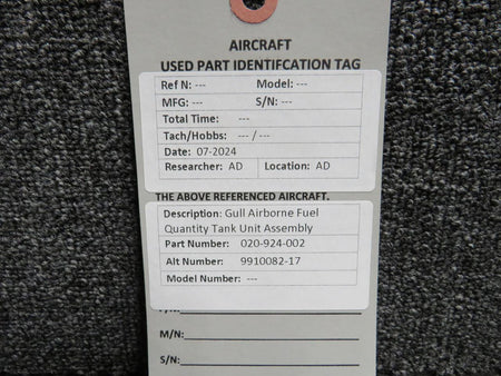 Gull Airborne 020-924-002 (Alt: 9910082-17) Gull Airborne Fuel Quantity Tank Unit Assembly
