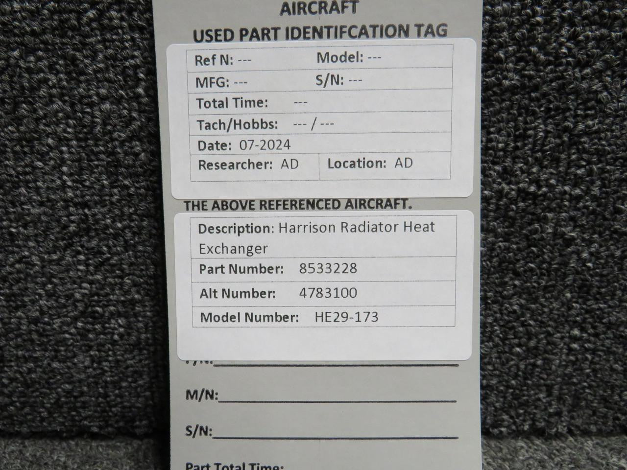 8533228 (Alt: 4783100) Harrison HE29-173 Radiator Heat Exchanger