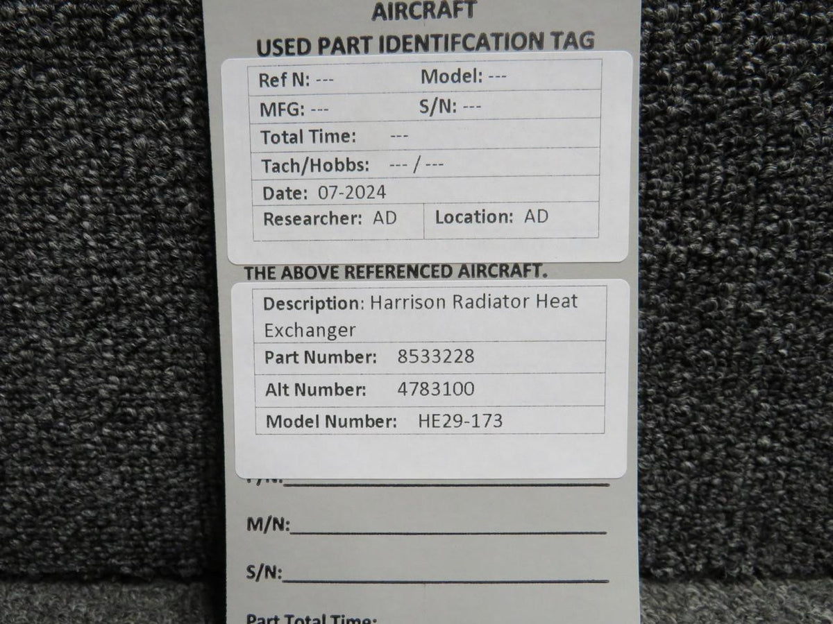 Harrison 8533228 (Alt: 4783100) Harrison HE29-173 Radiator Heat Exchanger