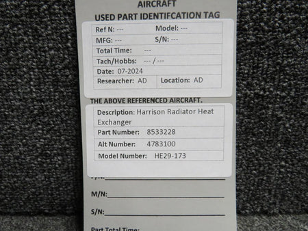 Harrison 8533228 (Alt: 4783100) Harrison HE29-173 Radiator Heat Exchanger