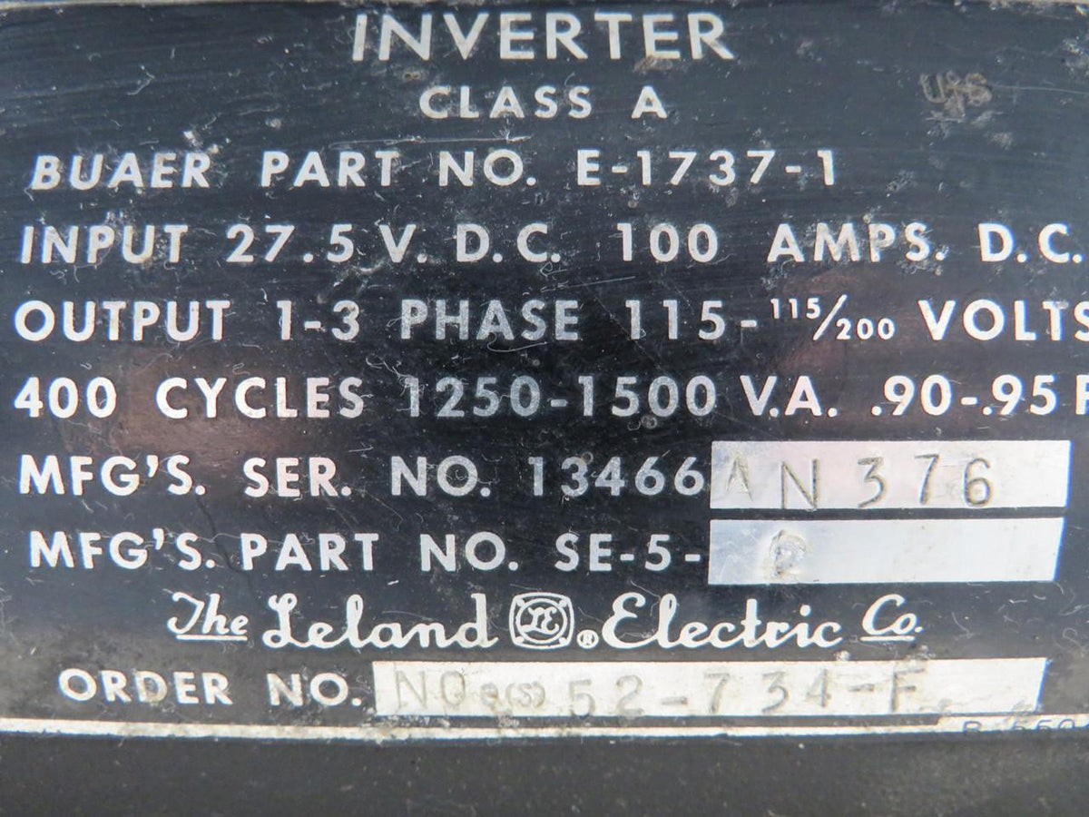 Leland Electrosystems Inc SE-5-2 (Alt: E-1737-1) Leland Electric Inverter (27.5V)
