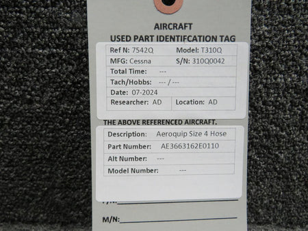 Aeroquip AE3663162E0110 Aeroquip Size 4 Hose