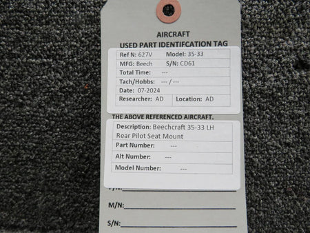 Beechcraft Parts Beechcraft 35-33 LH Rear Pilot Seat Mount