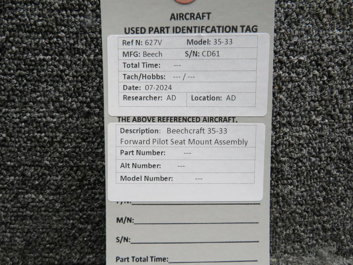Beechcraft Parts Beechcraft 35-33 Forward Pilot Seat Mount Assembly