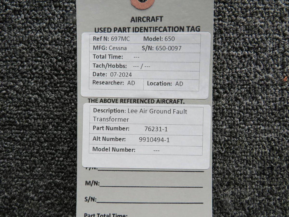 Lee Air 76231-1 (Alt PN: 9910494-1) Lee Air Ground Fault Transformer