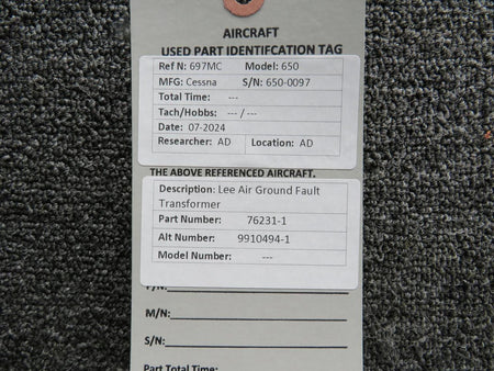 Lee Air 76231-1 (Alt PN: 9910494-1) Lee Air Ground Fault Transformer