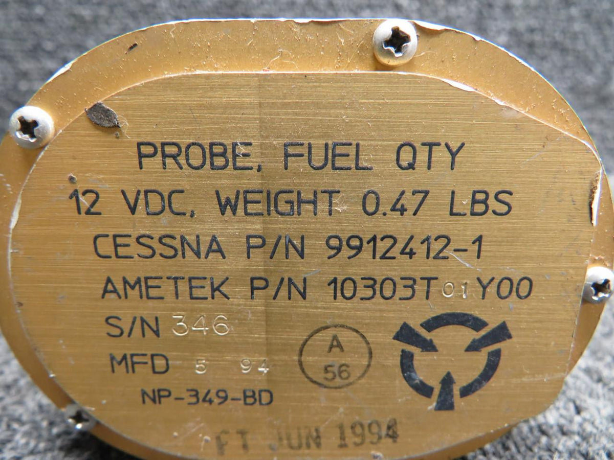 Ametek 10303T01Y00 (Alt: 9912412-1) Ametek Fuel Quantity Probe (12V)
