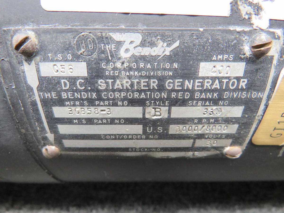 Bendix Airplane Parts & Equipment 30B58-3 Bendix Style B DC Starter Generator