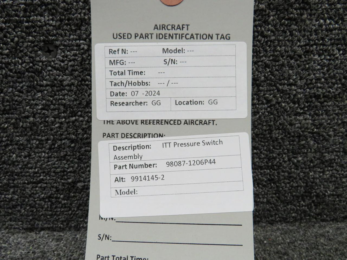 ITT Aerospace 98087-1206P44 (Alt: 9914145-2) ITT Pressure Switch Assembly