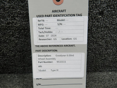 Goodyear 9532111 Goodyear Type III 6.00-6 Wheel Assembly
