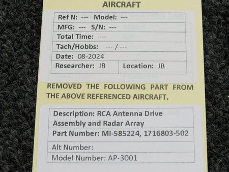RCA MI-585224, 1716803-502 RCA AP-3001 Antenna Drive Assembly and Radar Array