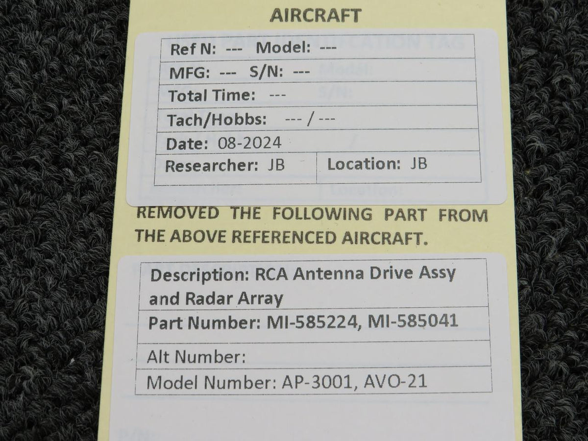 RCA MI-585224, MI-585041 RCA AP-3001 Antenna Drive Assy and Radar Array