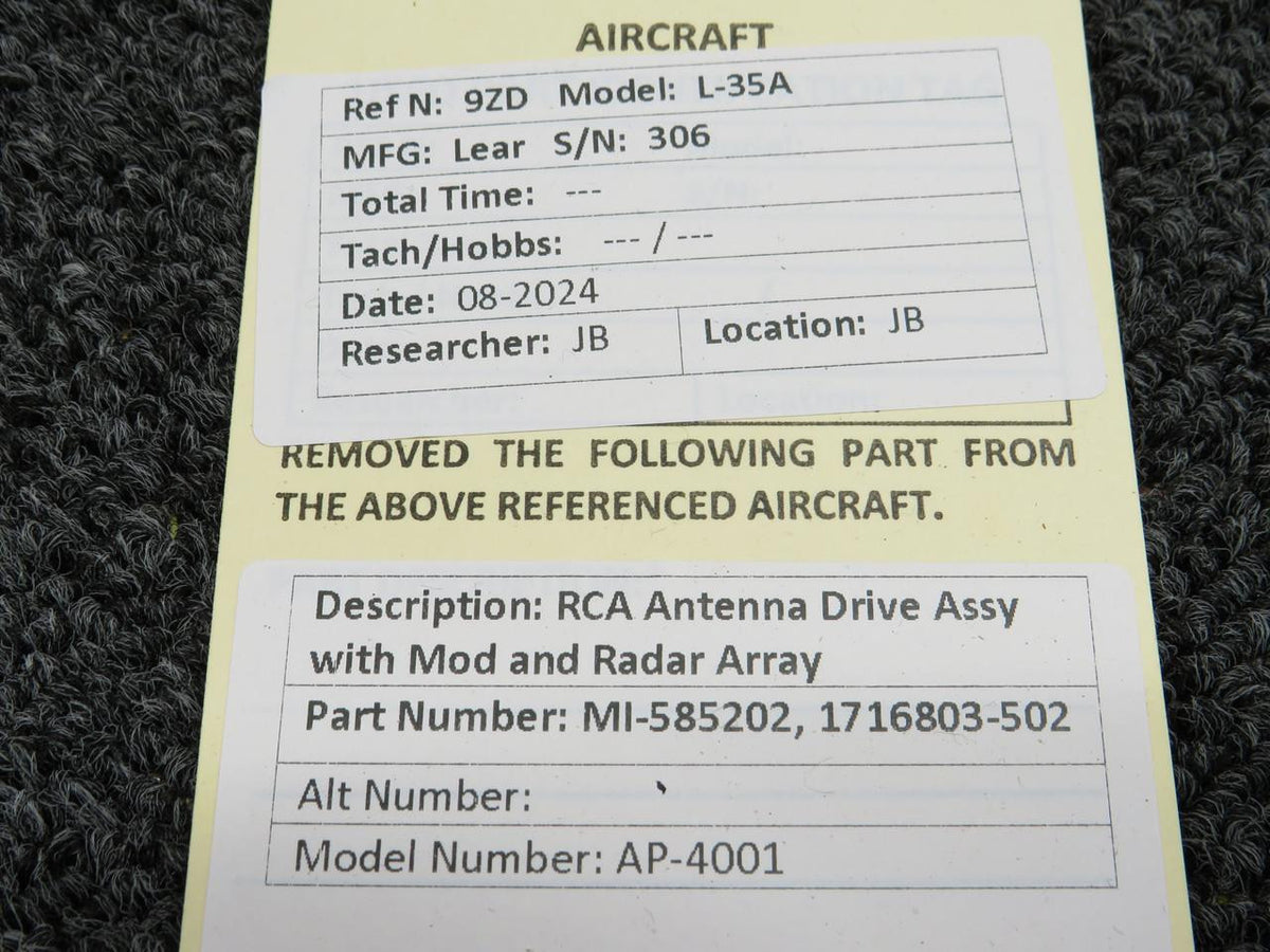RCA MI-585202, 1716803-502 RCA AP-4001 Antenna Drive Assy with Mod and Radar Array