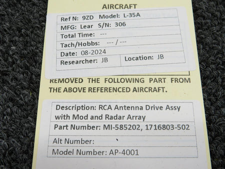 RCA MI-585202, 1716803-502 RCA AP-4001 Antenna Drive Assy with Mod and Radar Array