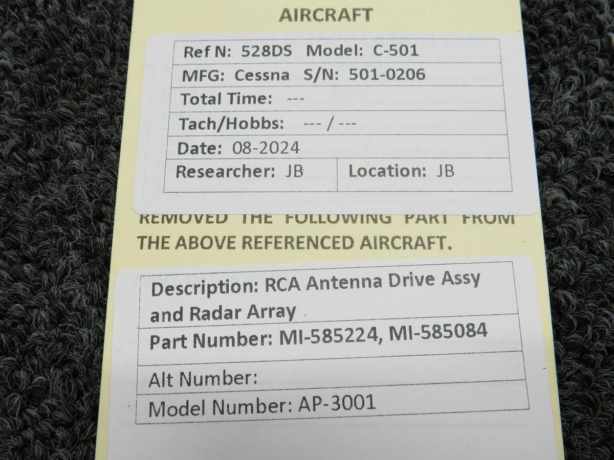 RCA MI-585224, MI-585084 RCA AP-3001 Antenna Drive Assy and Radar Array