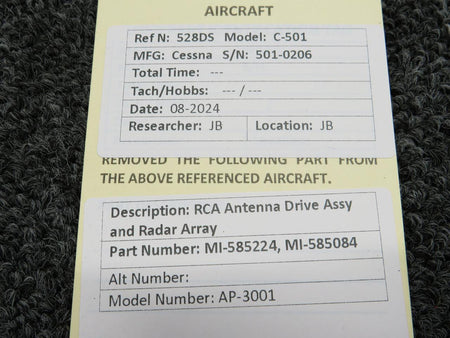 RCA MI-585224, MI-585084 RCA AP-3001 Antenna Drive Assy and Radar Array