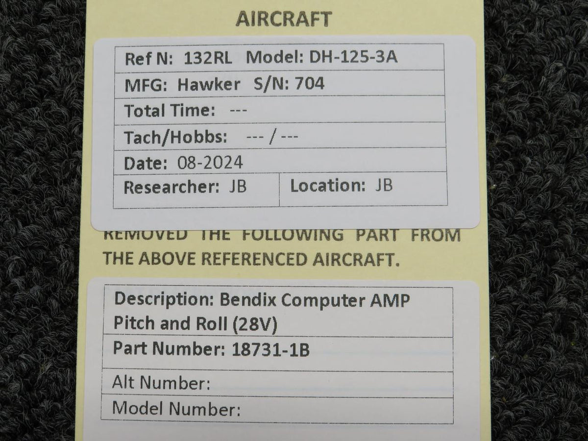 Bendix Airplane Parts & Equipment 18731-1B Bendix Computer Amplifier Pitch and Roll (Volts: 28)