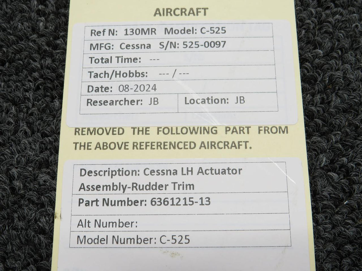 Does Not Apply 6361215-13 Cessna Citation 525 Rudder Trim Actuator Assembly LH