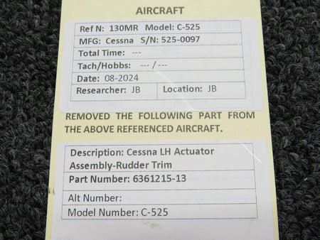 Does Not Apply 6361215-13 Cessna Citation 525 Rudder Trim Actuator Assembly LH
