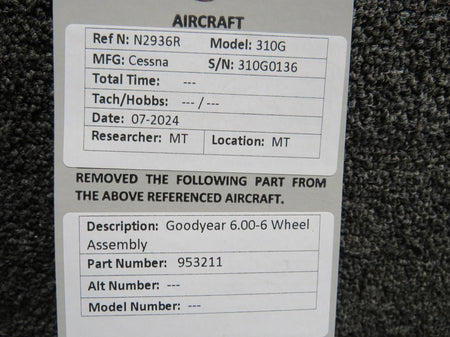 Goodyear 953211 Goodyear 6.00-6 Wheel Assembly