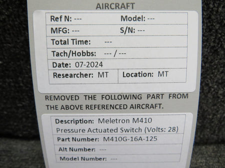 Meletron M410G-16A-125 Meletron M410 Pressure Actuated Switch (Volts: 28)