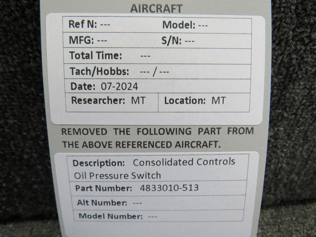 Consolidated Controls 4833010-513 Consolidated Controls Oil Pressure Switch