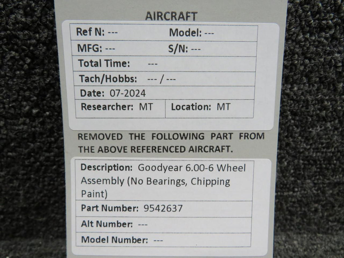 Goodyear 9542637 Goodyear 6.00-6 Wheel Assembly (No Bearings, Chipping Paint)