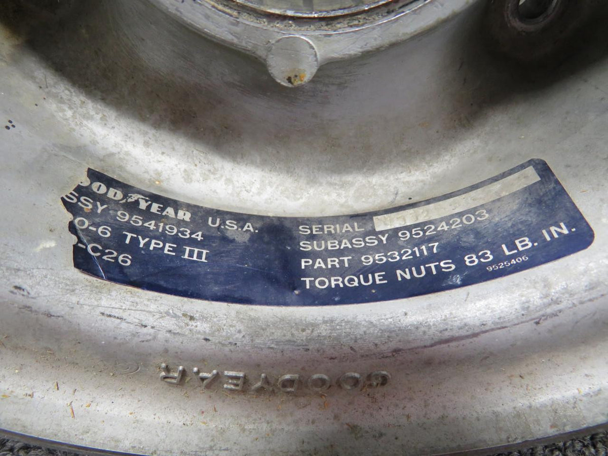 Goodyear 9541934 (Alt: 169-300001-19) Goodyear 6.00-6 Wheel Assembly (No Bearings)