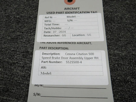 Cessna Aircraft Parts 5525500-4 Cessna Citation 500 Speed Brake Door Assembly Upper RH