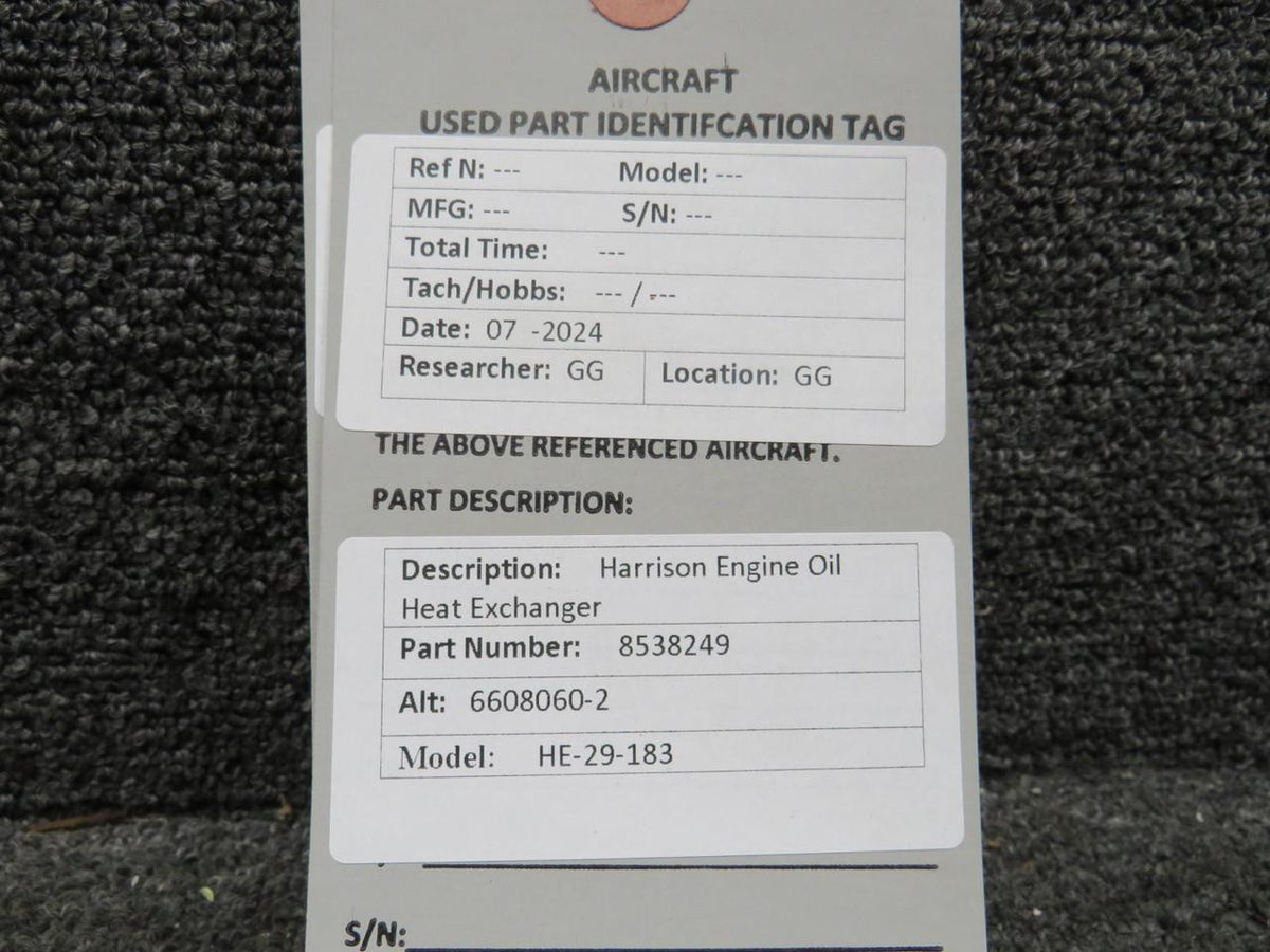 Harrison 8538249 (Alt: 6608060-2) Harrison HE-29-183 Engine Oil Heat Exchanger