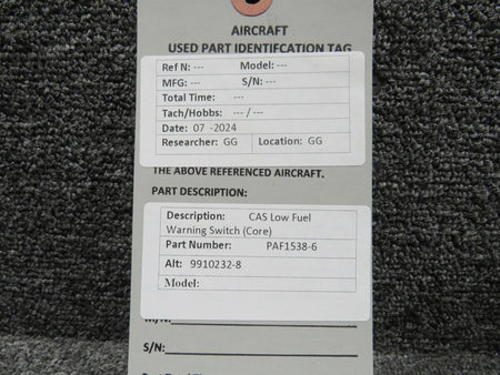 CAS PAF1538-6 (Alt: 9910232-8) CAS Low Fuel Warning Switch (Core)