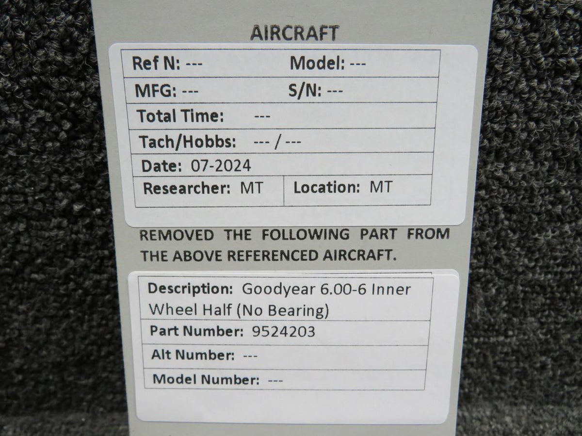 Goodyear 9524203 Goodyear 6.00-6 Inner Wheel Half (No Bearing)
