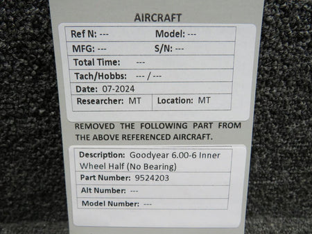 Goodyear 9524203 Goodyear 6.00-6 Inner Wheel Half (No Bearing)