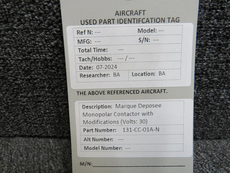 Marque Deposee 131-CC-01A-N Marque Deposee Monopolar Contactor with Modifications (Volts: 30)
