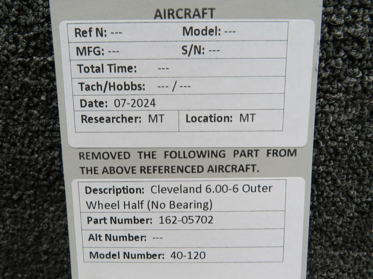 Cleveland 162-05702 Cleveland 40-120 6.00-6 Outer Wheel Half (No Bearing)